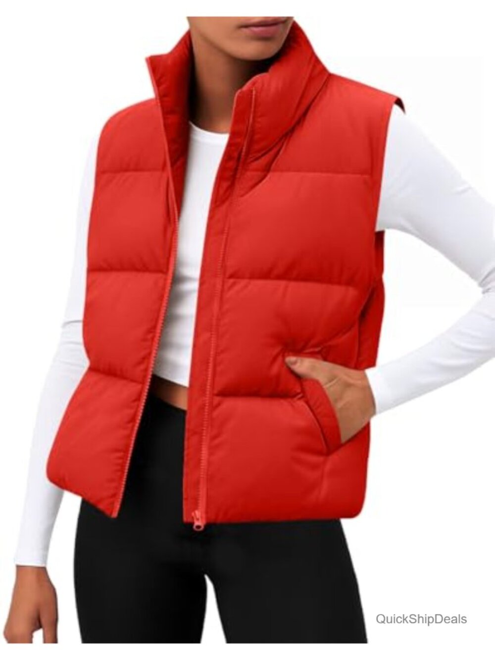 Zeagoo Puffer Vest Cropped Quilted Winter Warm Coat